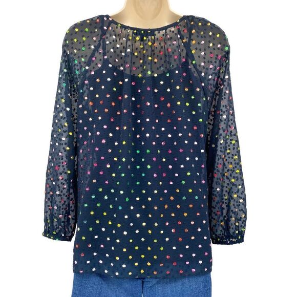 J. crew sheer Polka Dot Top Size XS - Picture 3 of 6